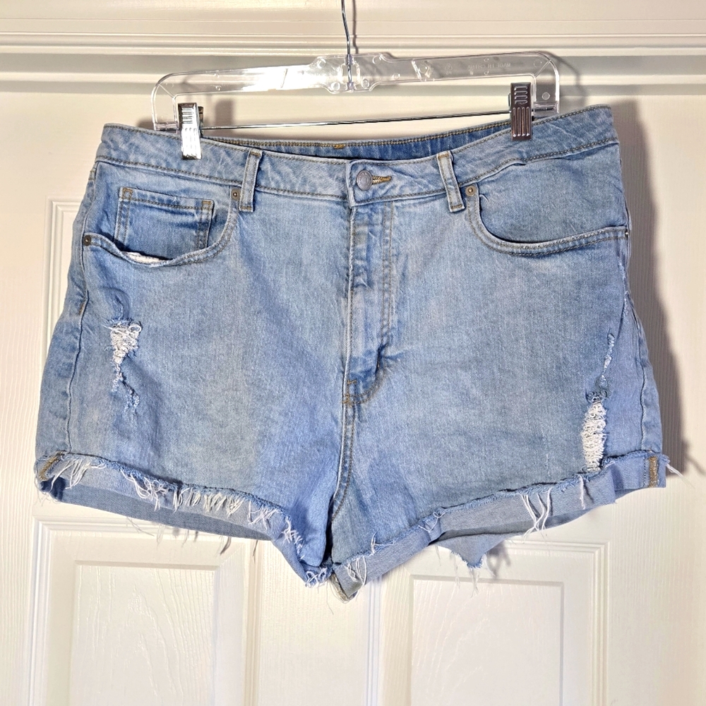 Wild Fable Denim Shorts Size 16 Super High Rise Rolled Cuff Distressed Jeans